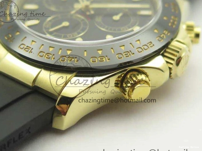 0109 Tailored Daytona 116518 LN YG ARF 1:1 Best Edition Black Dial On Rubber Strap A4130 Super Clone 3479